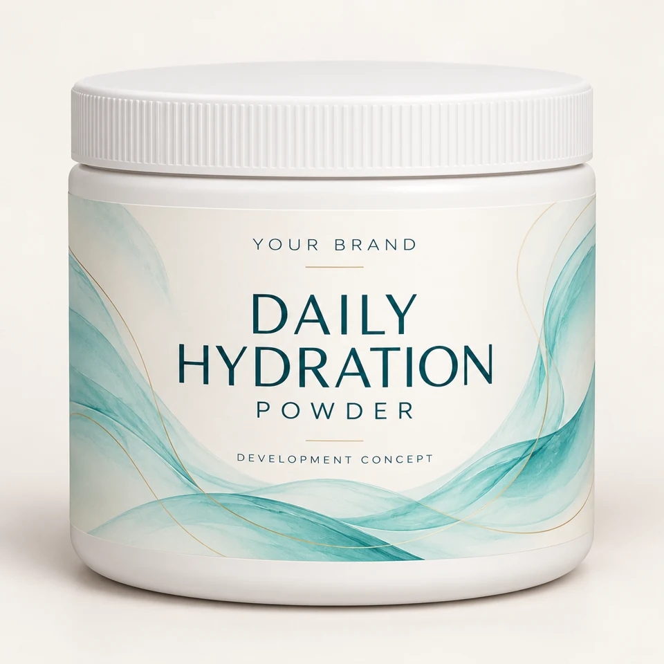 Daily Hydration packaging concept with a Your Brand label, not a finished product