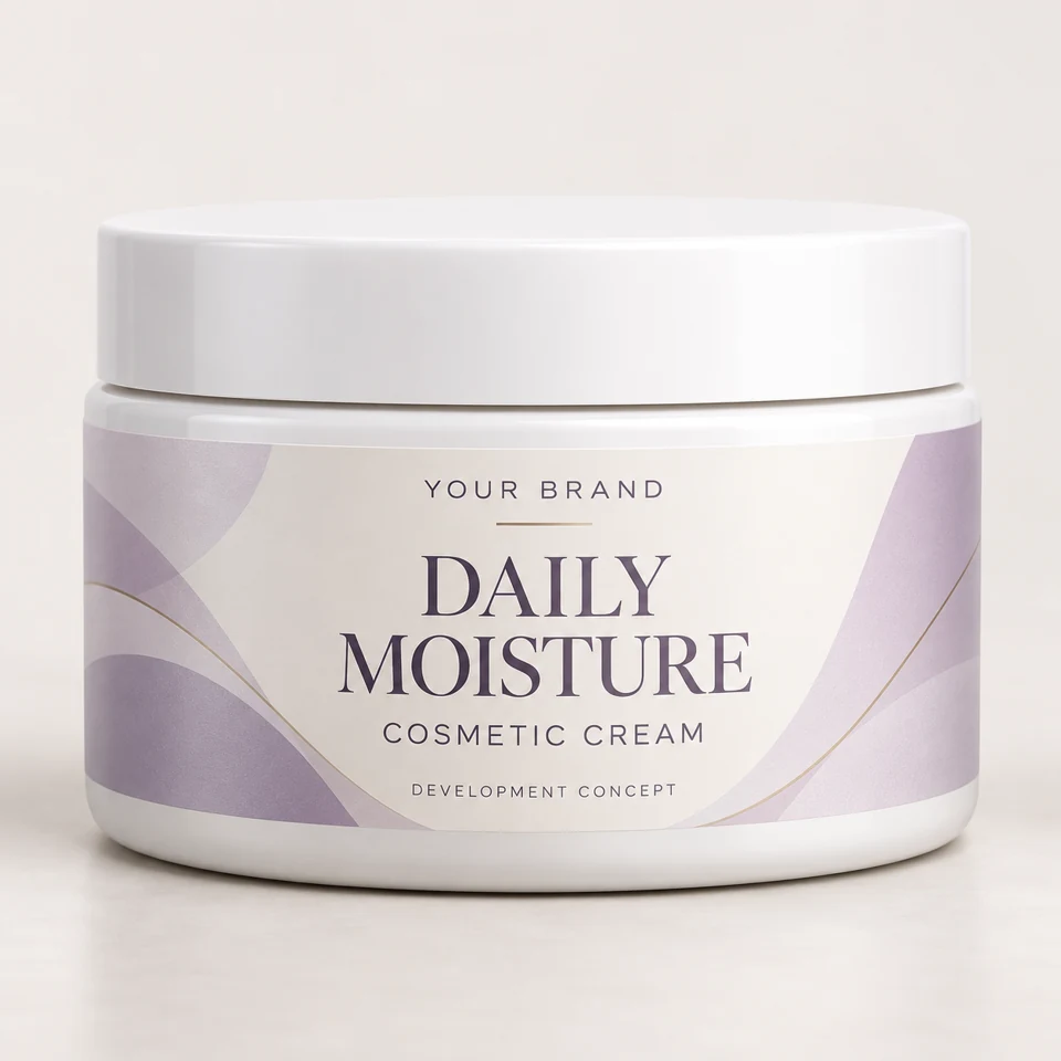 Daily Moisture packaging concept with a Your Brand label, not a finished product