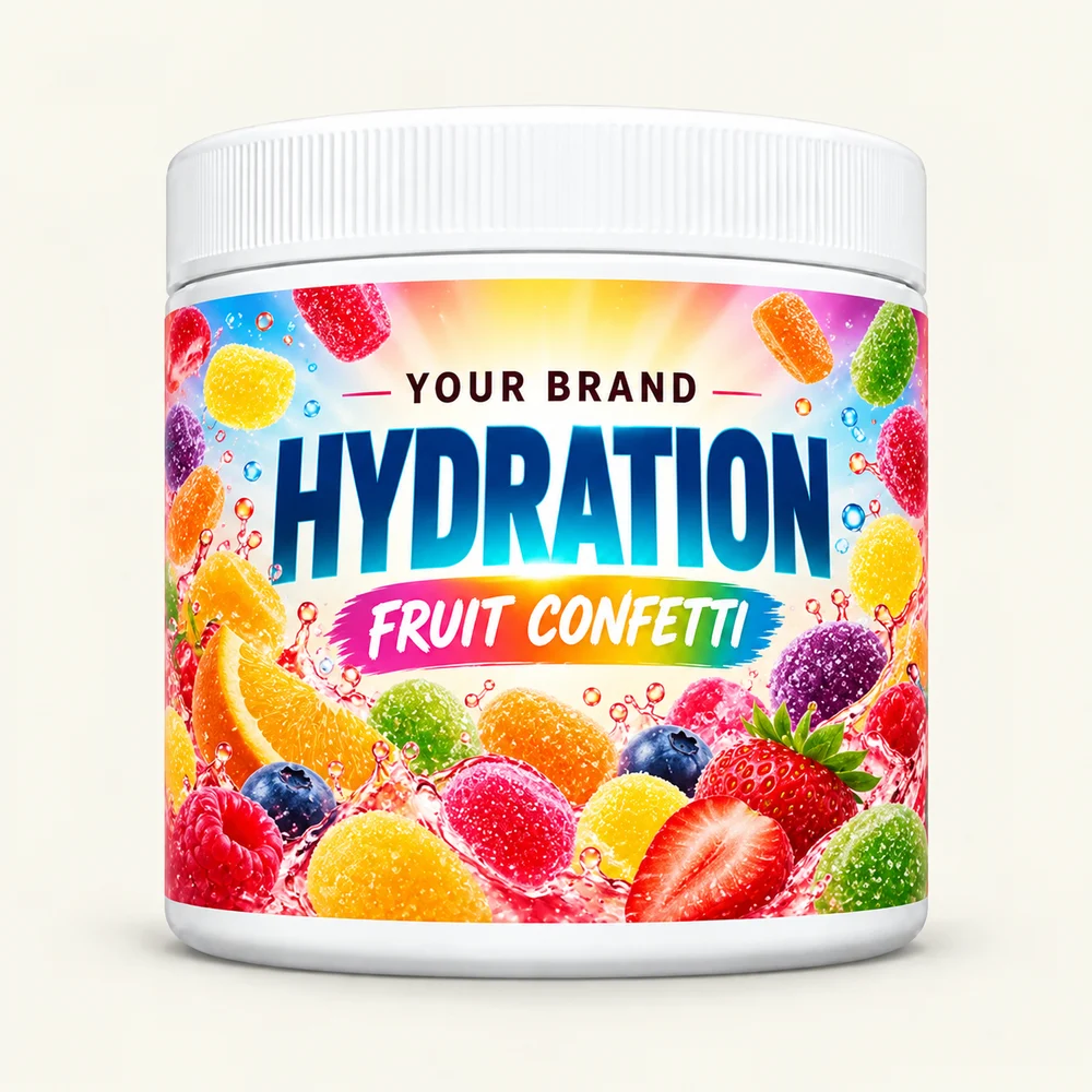 Fruit Confetti label concept
