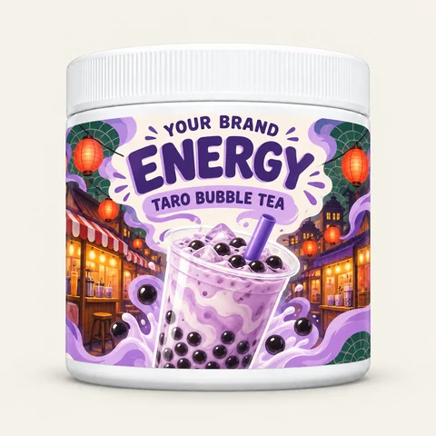 Taro Bubble Tea label concept